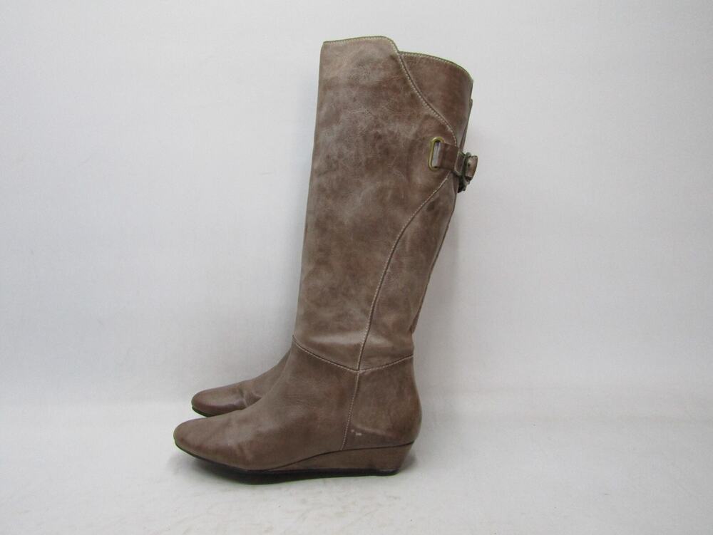Steven By Steve Madden Womens Sz 8.5 M Brown Leather Wedge Zip Knee High Boots